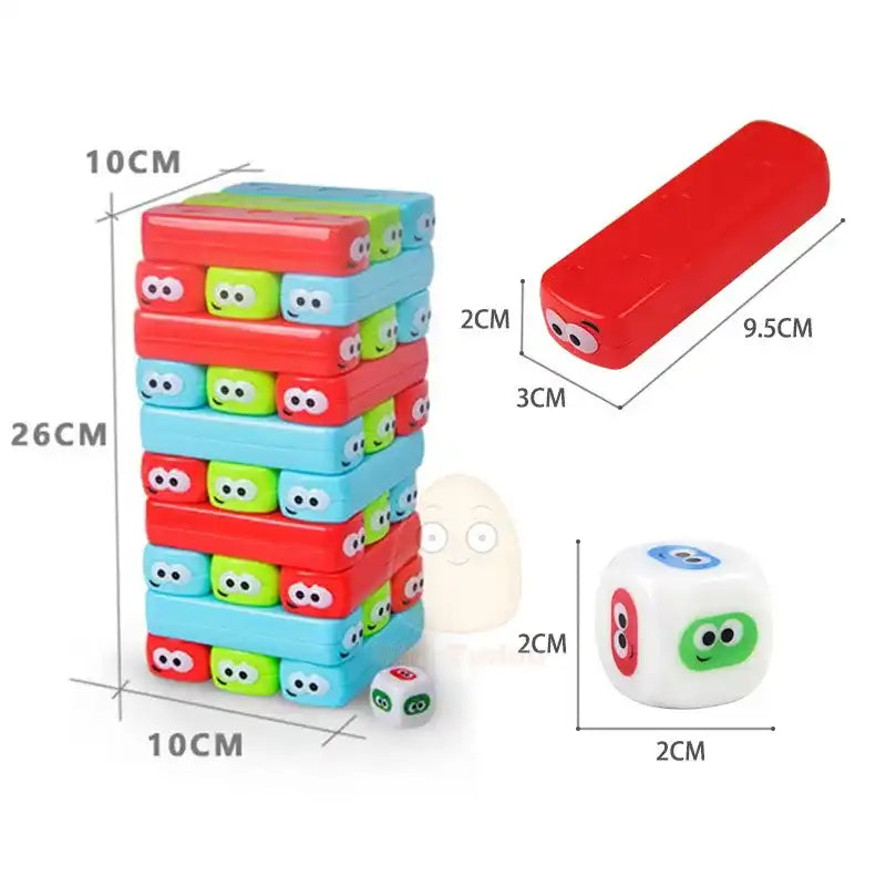 MEACAOFG-Kids Stack Building Blocks Cartoon Pulling Block Set Colorful Plastic Model Tower Game Early Educational Toys For Children Gift Boardgames braintoys