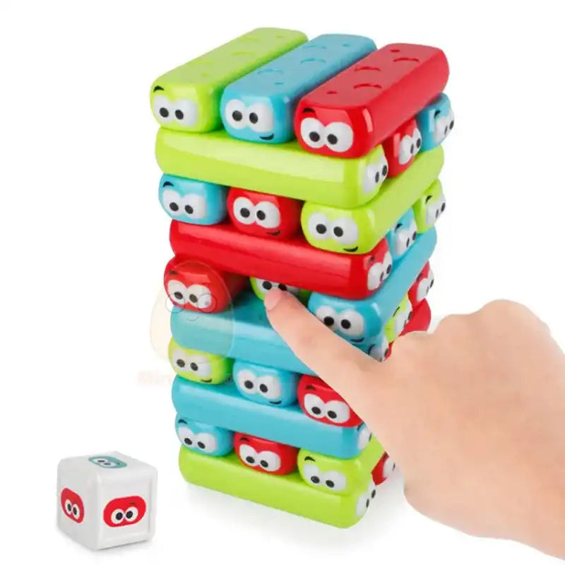 MEACAOFG-Kids Stack Building Blocks Cartoon Pulling Block Set Colorful Plastic Model Tower Game Early Educational Toys For Children Gift Boardgames braintoys