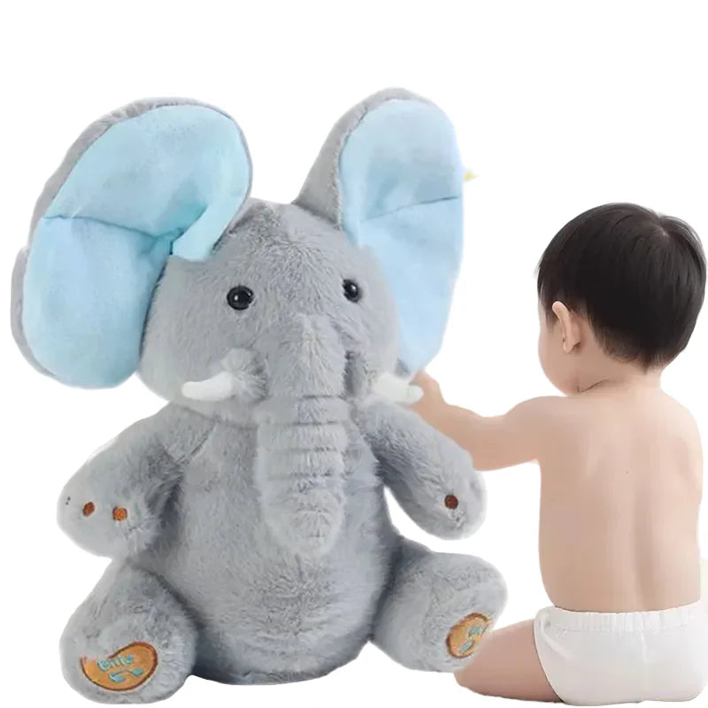 EACAOFG Peek-a-Boo Animated Plush Toy - Singing & Hiding Elephant/Bear Companion - Interactive Musical Stuffed Animal for Baby & Toddler