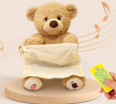 EACAOFG Peek-a-Boo Animated Plush Toy - Singing & Hiding Elephant/Bear Companion - Interactive Musical Stuffed Animal for Baby & Toddler
