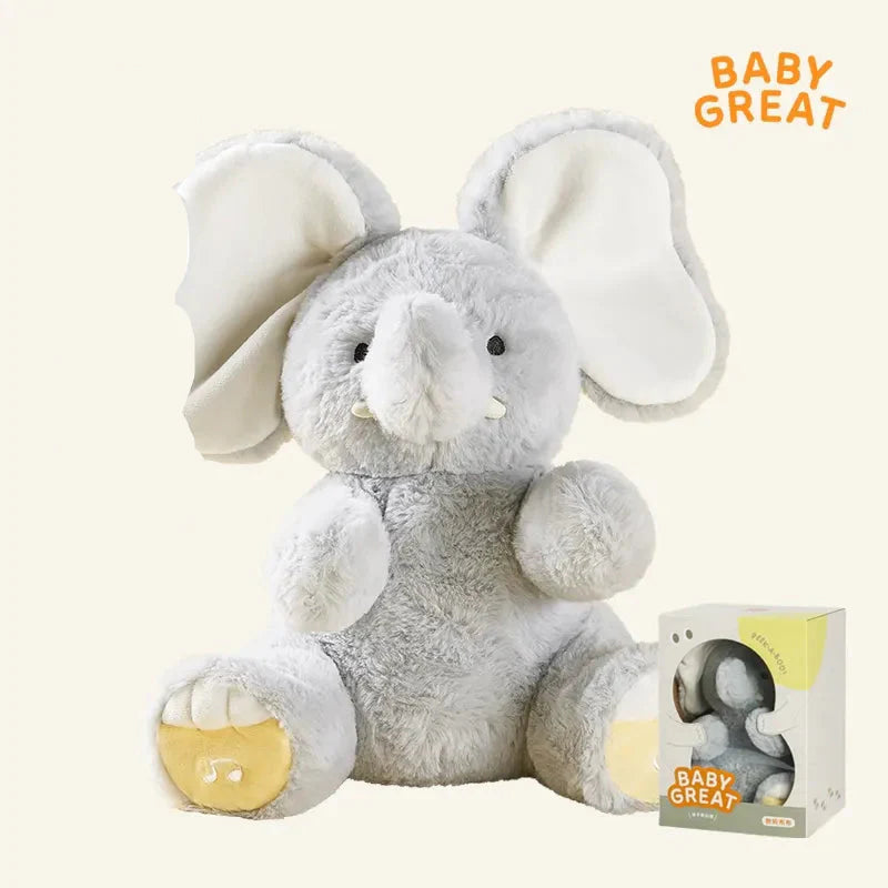 EACAOFG Peek-a-Boo Animated Plush Toy - Singing & Hiding Elephant/Bear Companion - Interactive Musical Stuffed Animal for Baby & Toddler